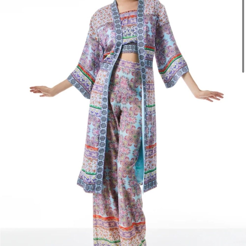 Alice + Olivia Blue and Green Flora drapey Kimono